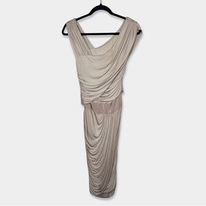 GIAMBATTISTA VALLI Draped Midi Dress Size 44/M Tan Color Pre-Owned